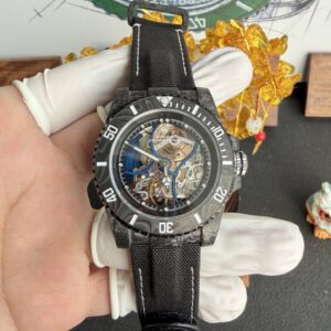Rolex Submariner Skeletonized Movement Zif Remould Black Carbon Fiber Textile Strap 1:1 Best Replica