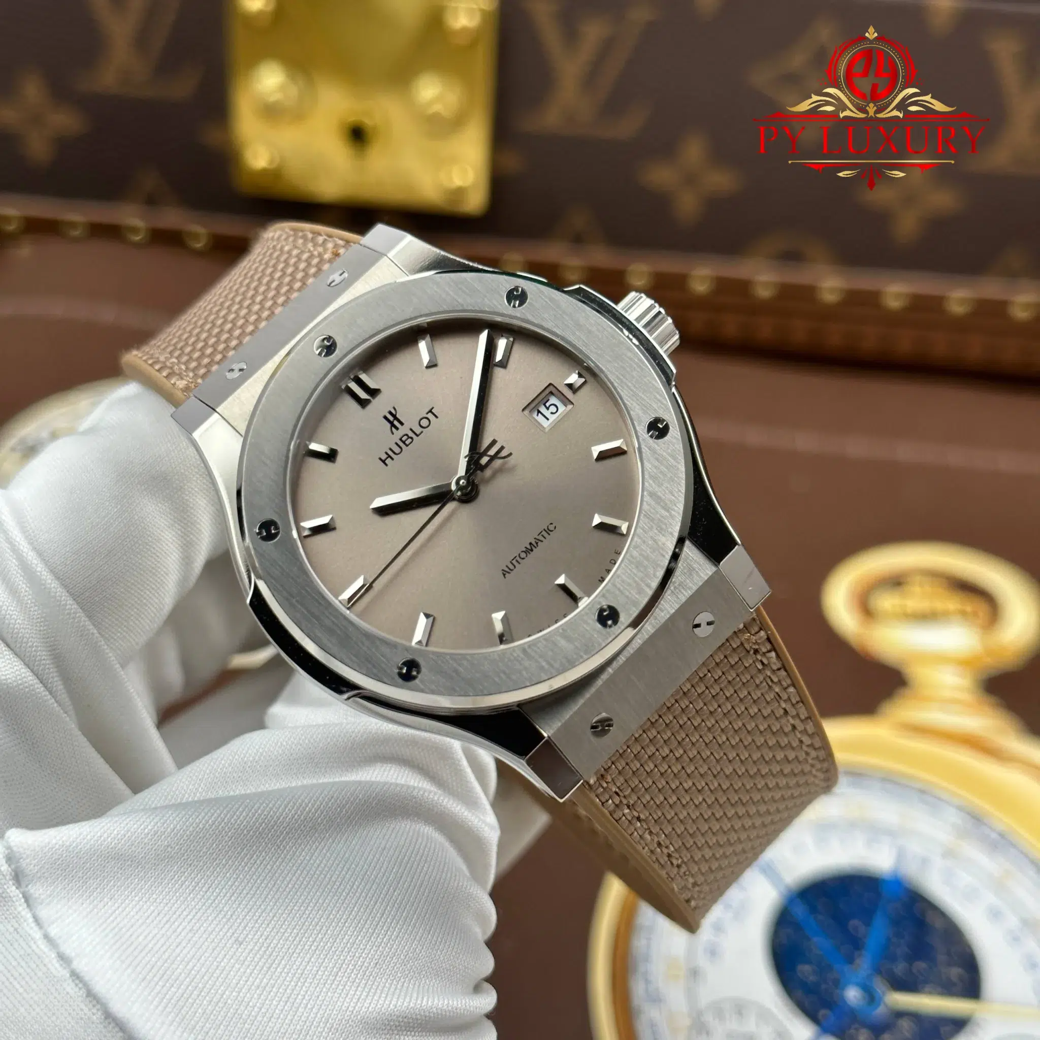 Hublot Classic Fusion Titanium Essential Taupe Dial Rubber Strap - 2