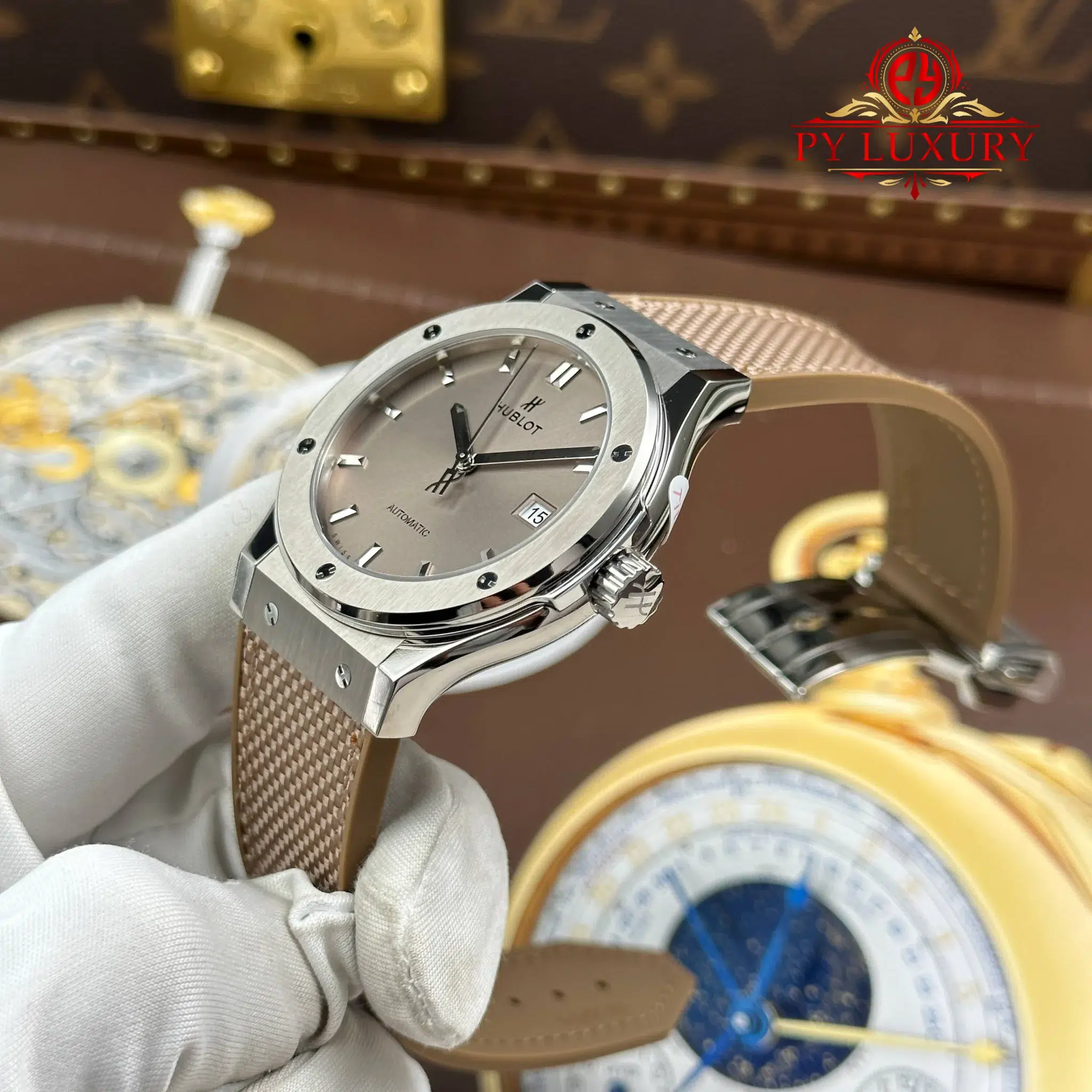 Hublot Classic Fusion Titanium Essential Taupe Dial Rubber Strap - 3