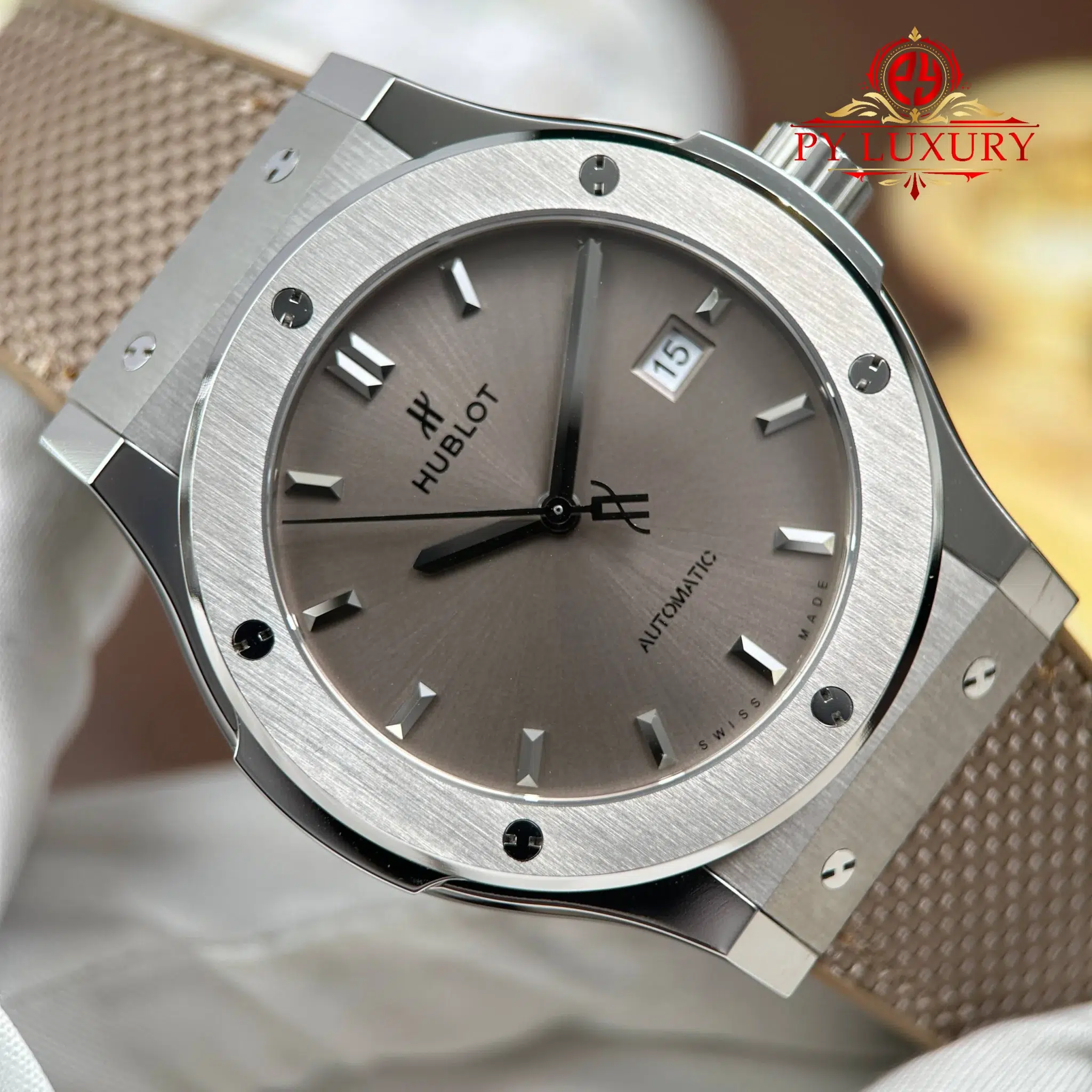 Hublot Classic Fusion Titanium Essential Taupe Dial Rubber Strap - 4
