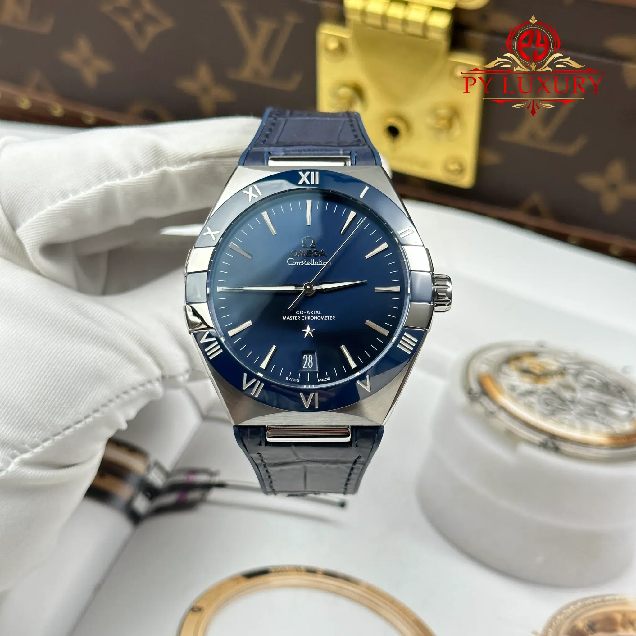 Omega Constellation Chronometer Blue Dial 131.33.41.21.03.001 Leather Strap - 1 Omega Constellation Chronometer 131.33.41.21.03.001 Blue Dial Leather Strap Best Replica 41mm