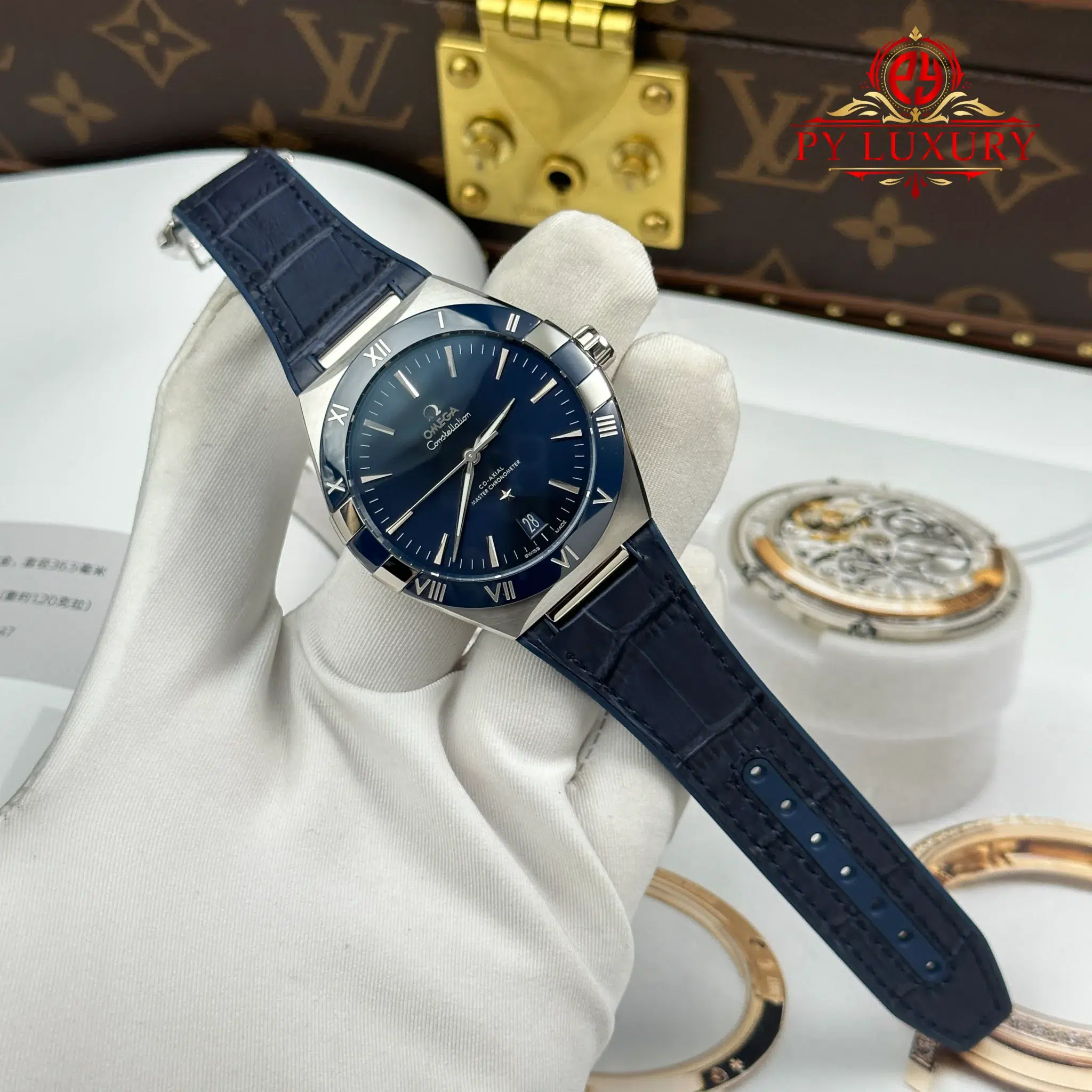 Omega Constellation Chronometer Blue Dial 131.33.41.21.03.001 Leather Strap - 2