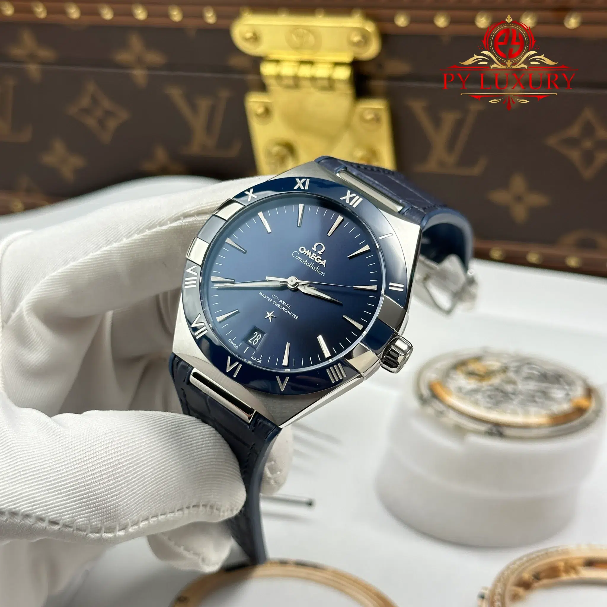 Omega Constellation Chronometer Blue Dial 131.33.41.21.03.001 Leather Strap - 3