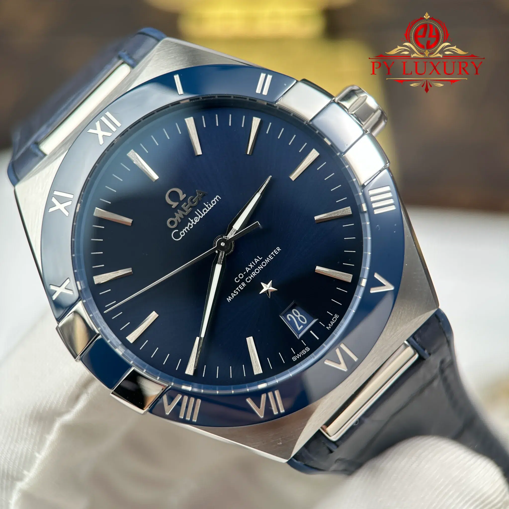 Omega Constellation Chronometer Blue Dial 131.33.41.21.03.001 Leather Strap - 4