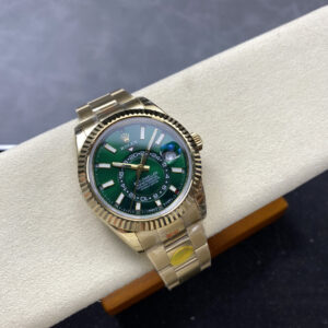 Rolex Sky-Dweller 336938-0007 Yellow Gold Green Dial Oyster Bracelet Best Replica NOOB 42mm