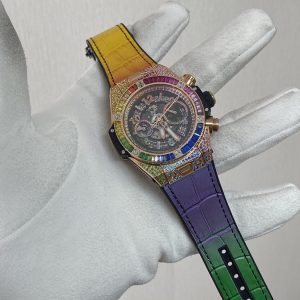 Hublot Big Bang Unico King Gold Rainbow Leather Strap Best Replica ZF 45mm