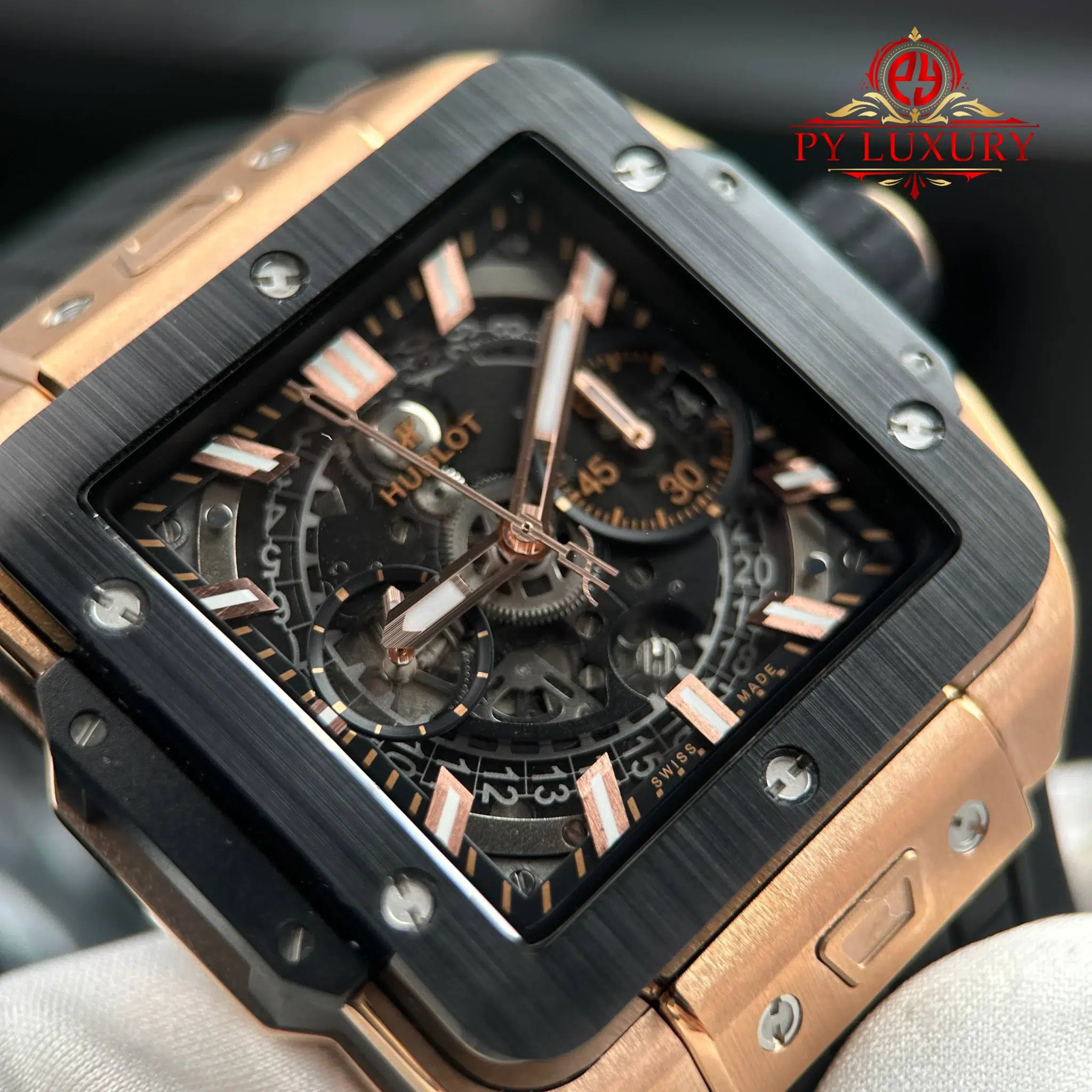Hublot Square Bang Unico King Gold Ceramic Black Best Replica BBF - 4