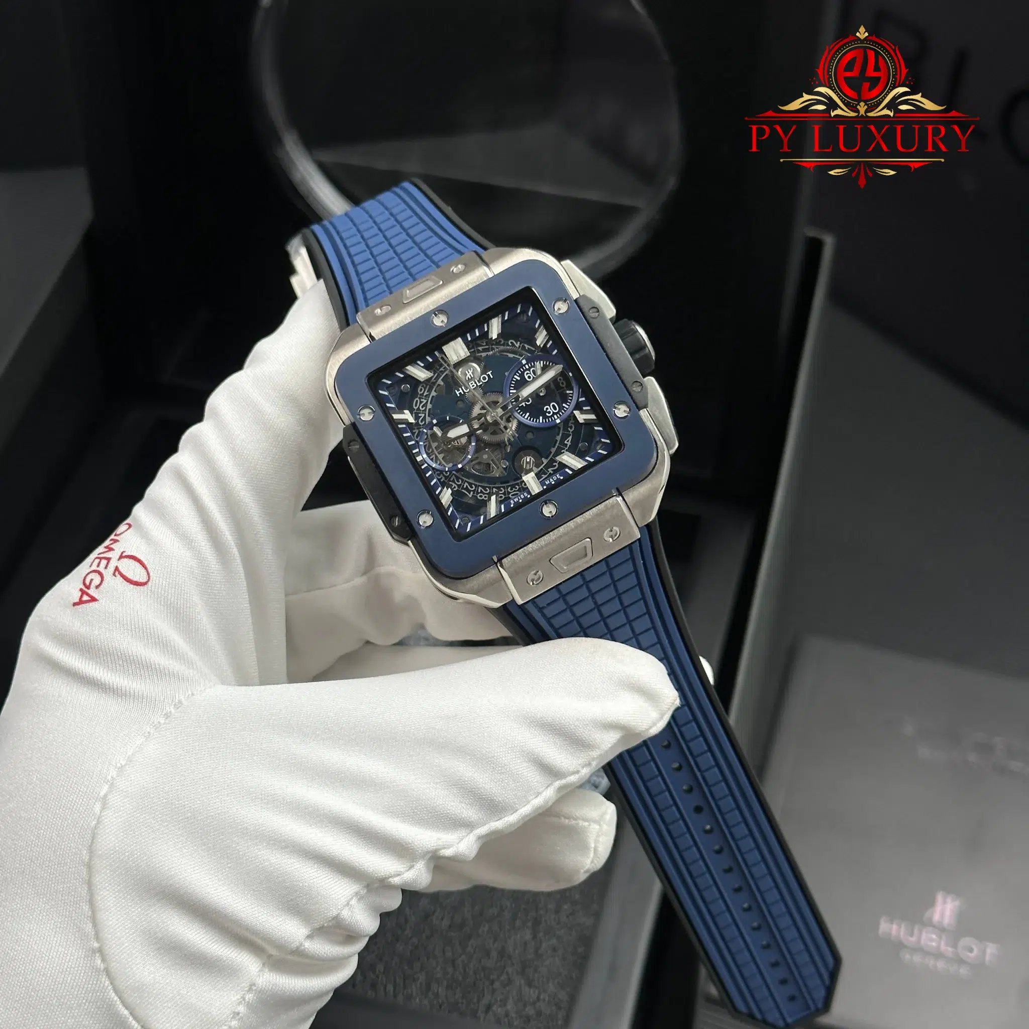 Hublot Square Bang Unico Titanium Blue Ceramic Best Replica BBF - 1 Hublot Square Bang Unico Titanium Ceramic Blue Best Replica BBF
