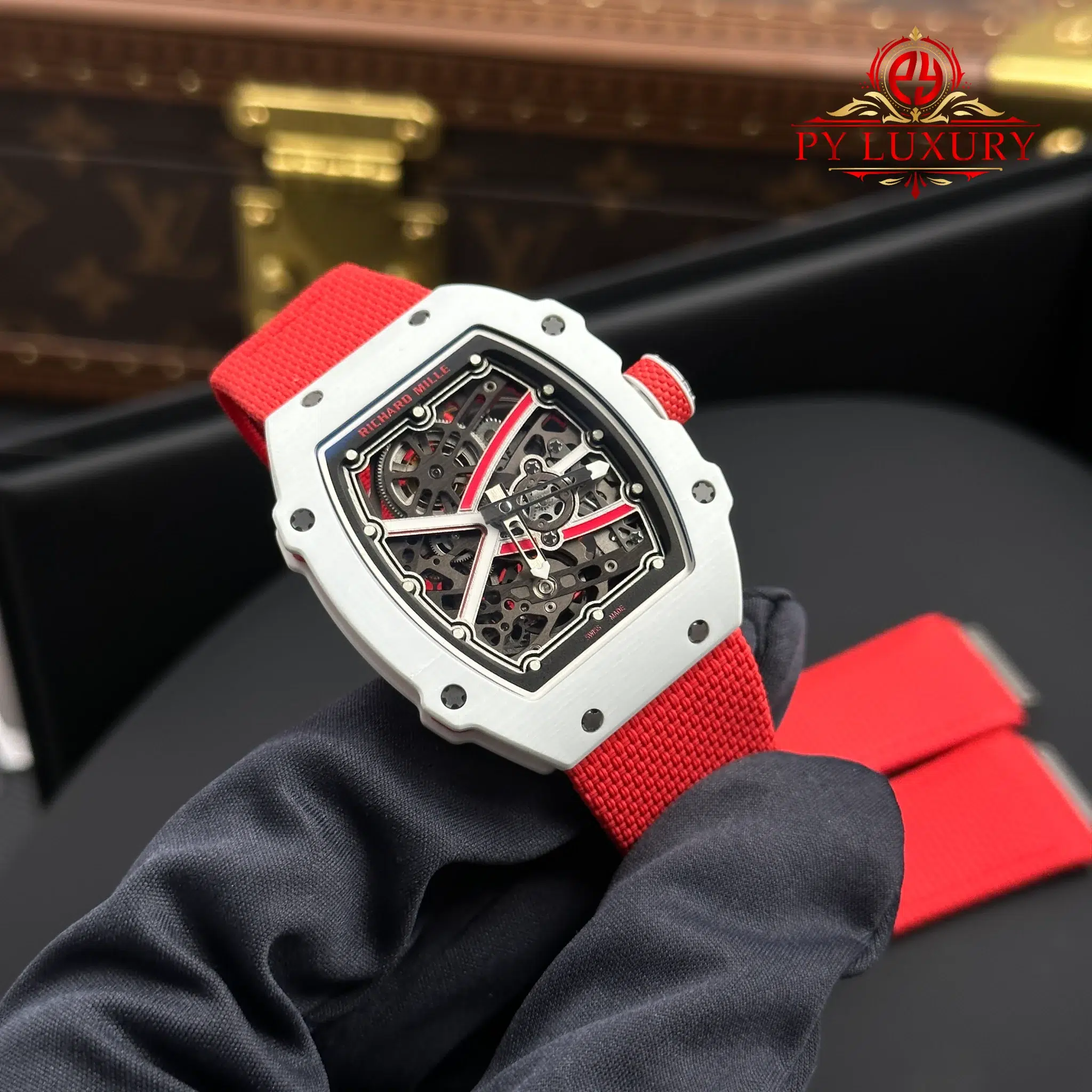 Richard Mille RM67-02 Charles Leclerc Monaco Red White Quartz TPT - 2 Richard Mille RM67-02 Charles Leclerc Monaco Red White Quartz TPT Super Clone 38.7 x 47.52mm