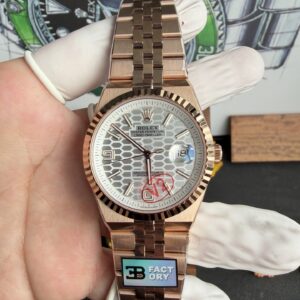 Rolex Land-Dweller 127335-0001 Rose Gold White Honeycomb-motif Dial Best Replica BP Factory