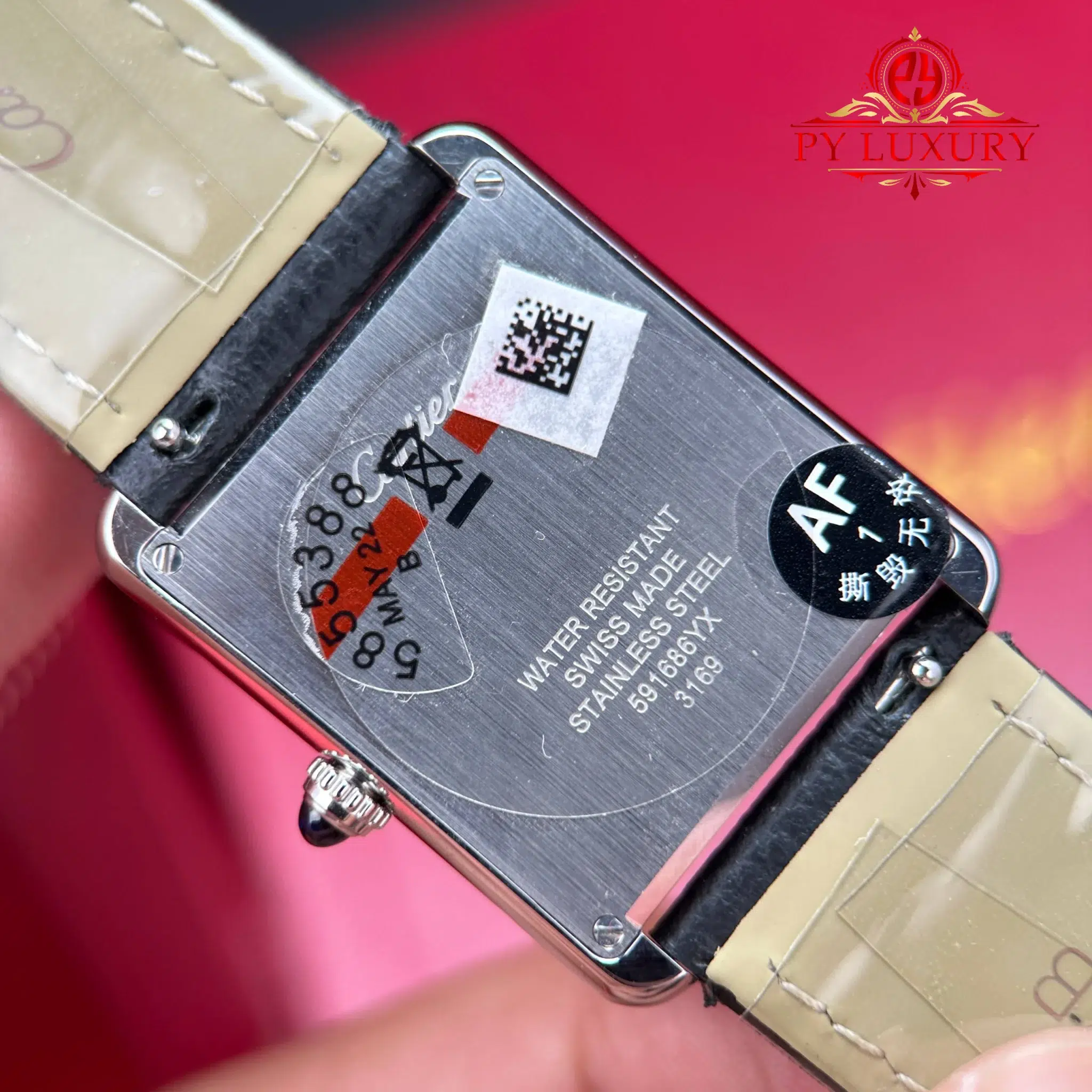 Cartier Tank Solo Large Model Silver Dial Steel Diamond Bezel Leather Strap Best Replica - 10