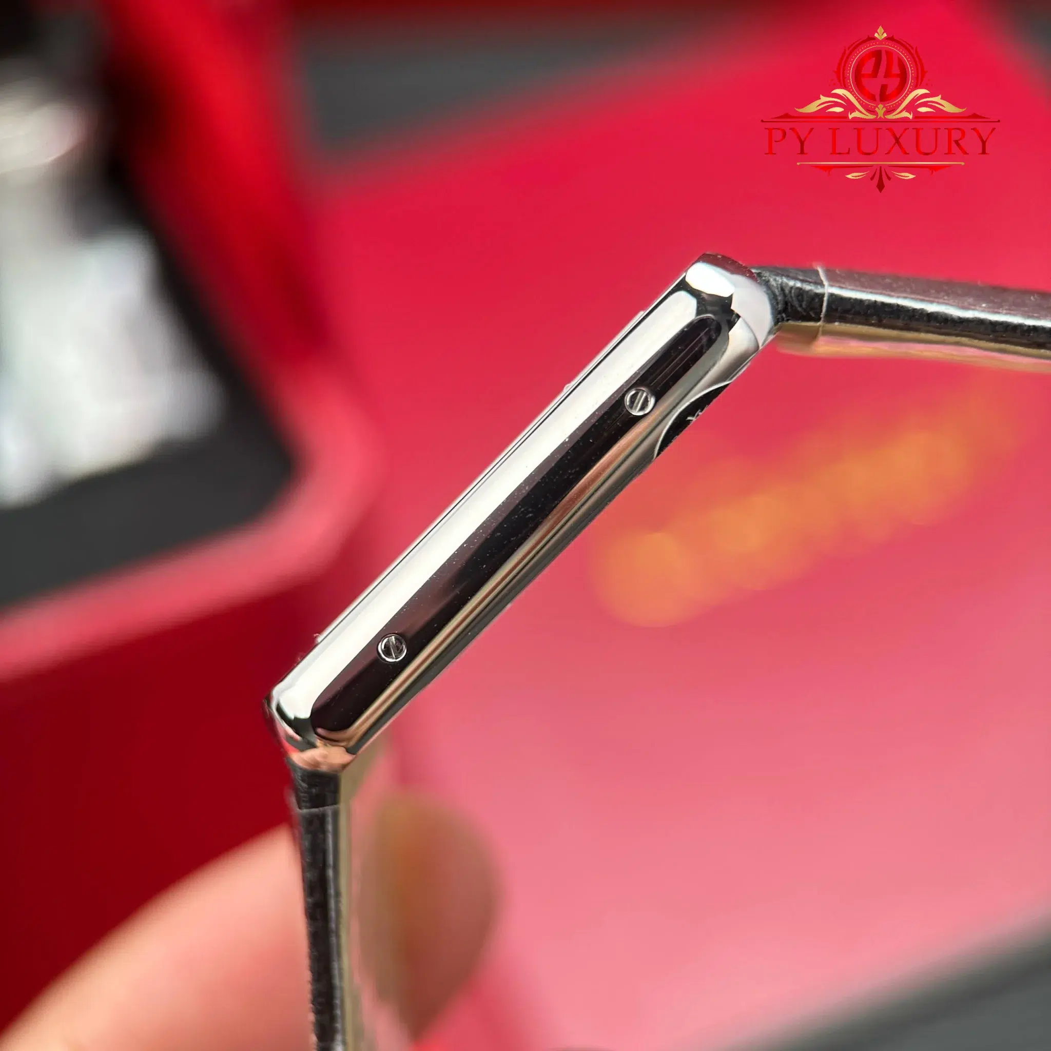 Cartier Tank Solo Large Model Silver Dial Steel Diamond Bezel Leather Strap Best Replica - 8