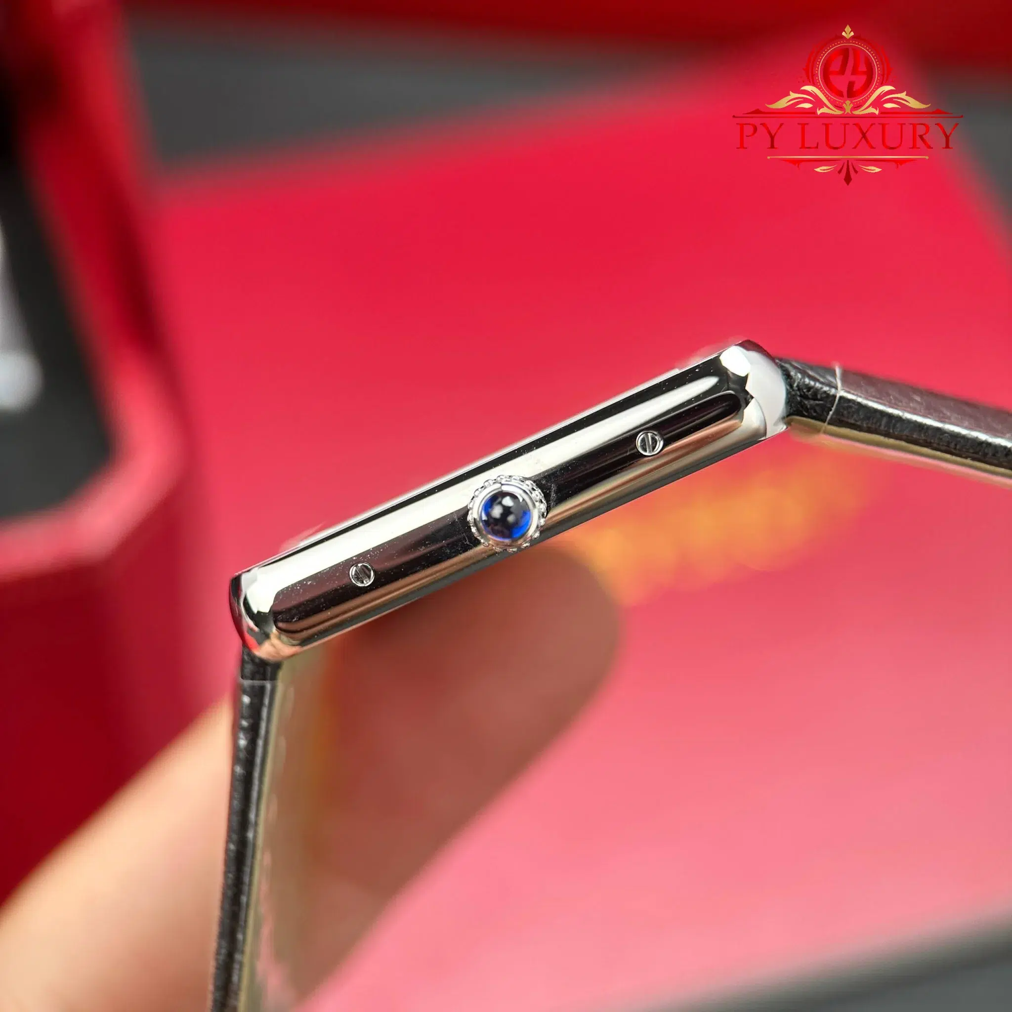 Cartier Tank Solo Large Model Silver Dial Steel Diamond Bezel Leather Strap Best Replica - 9