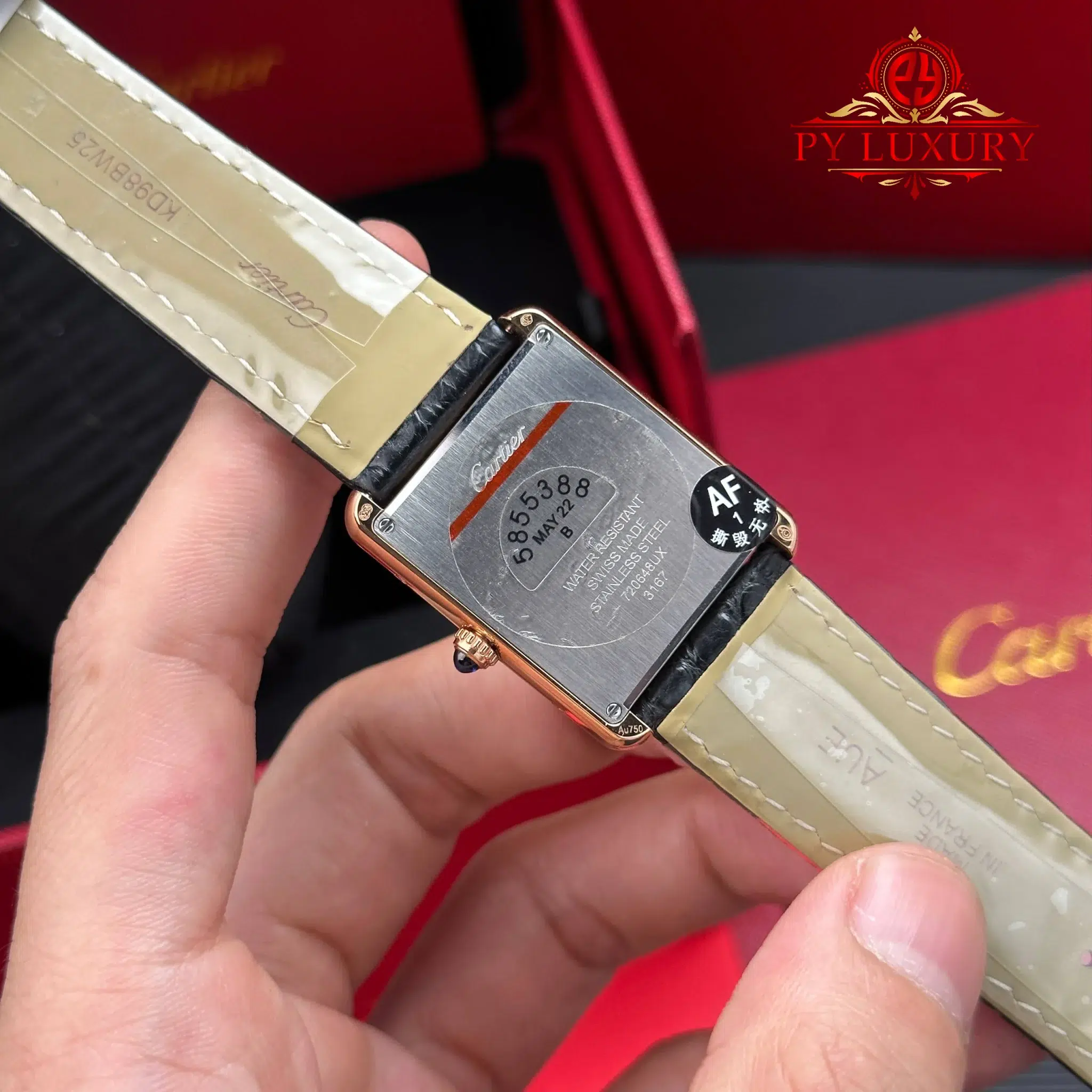 Cartier Tank Solo Large Model W5200025 Rose Gold Diamond Bezel Leather Strap - 10