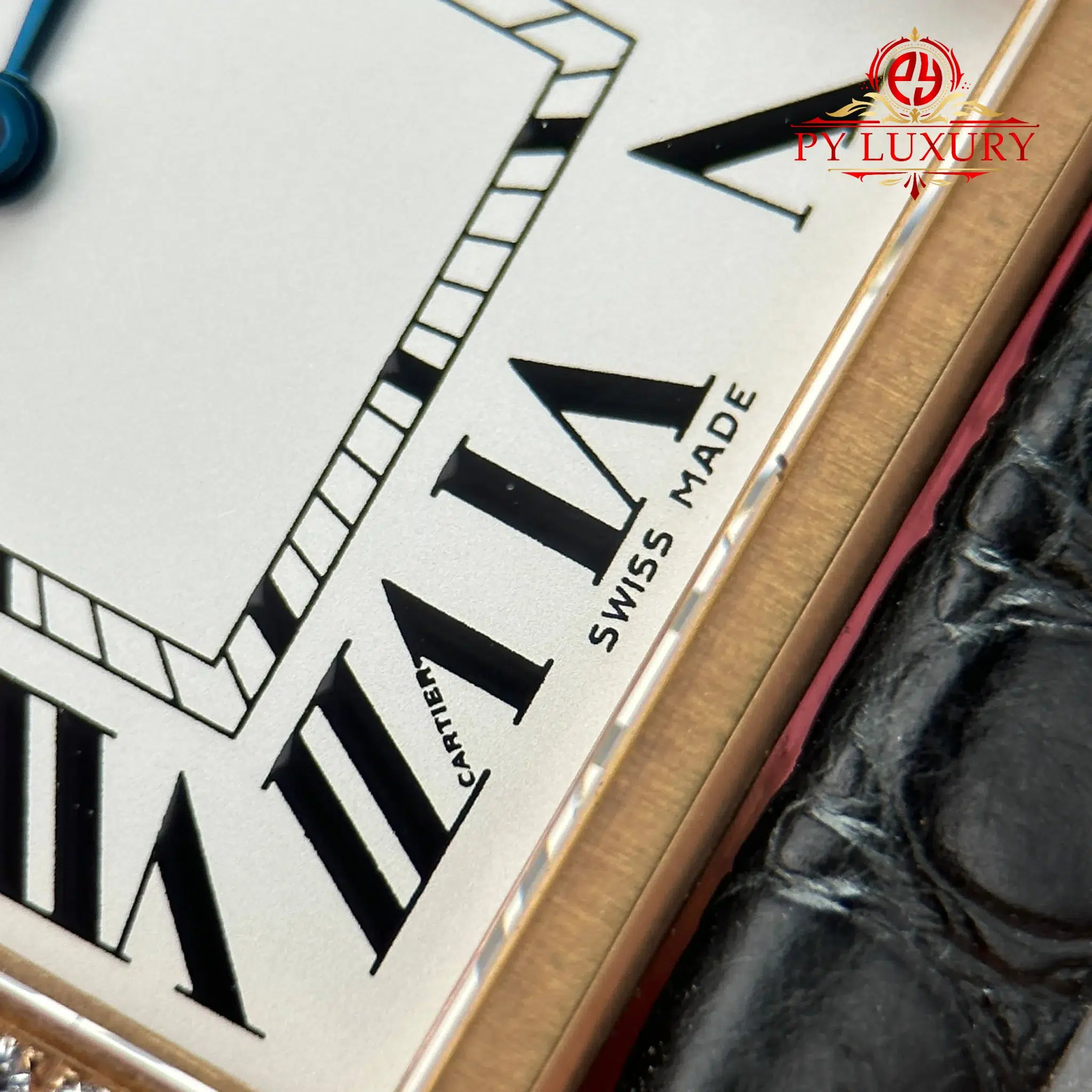 Cartier Tank Solo Large Model W5200025 Rose Gold Diamond Bezel Leather Strap - 7