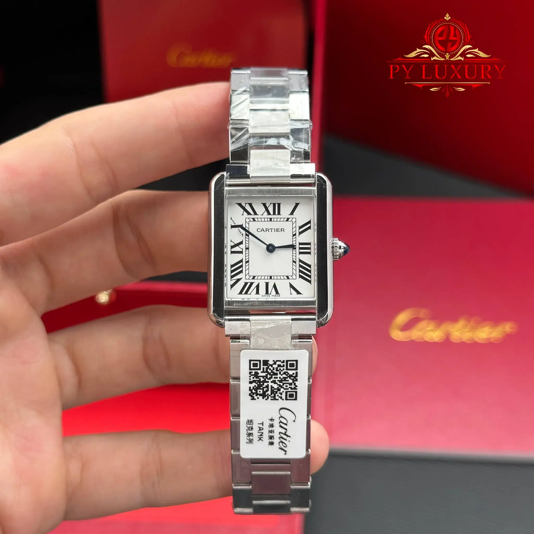 Cartier Tank Solo Small Model W5200013 Silver Dial Steel Bracelet - 1