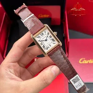 Cartier Tank Solo XL Automatic Rose Gold Brown Leather Strap Best Replica