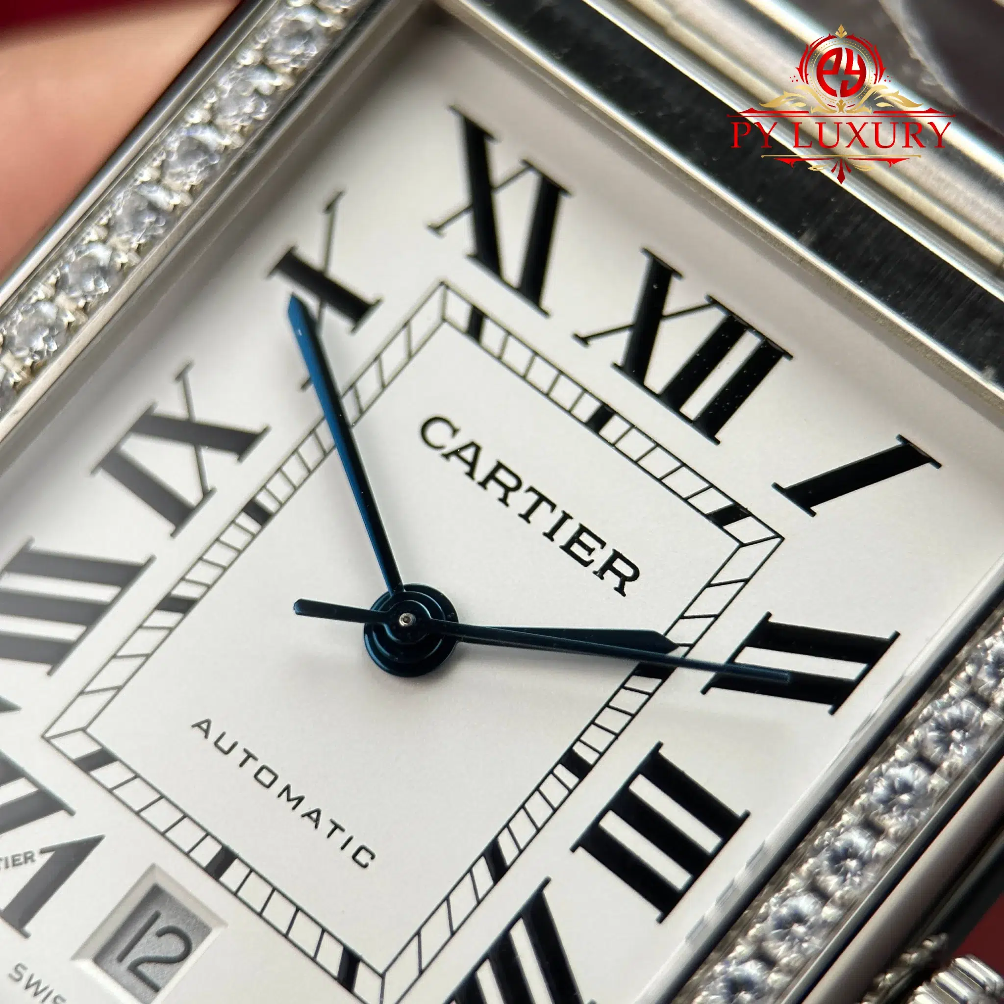 Cartier Tank Solo XL Automatic Silver Dial Diamond Bezel Steel Bracelet - 6