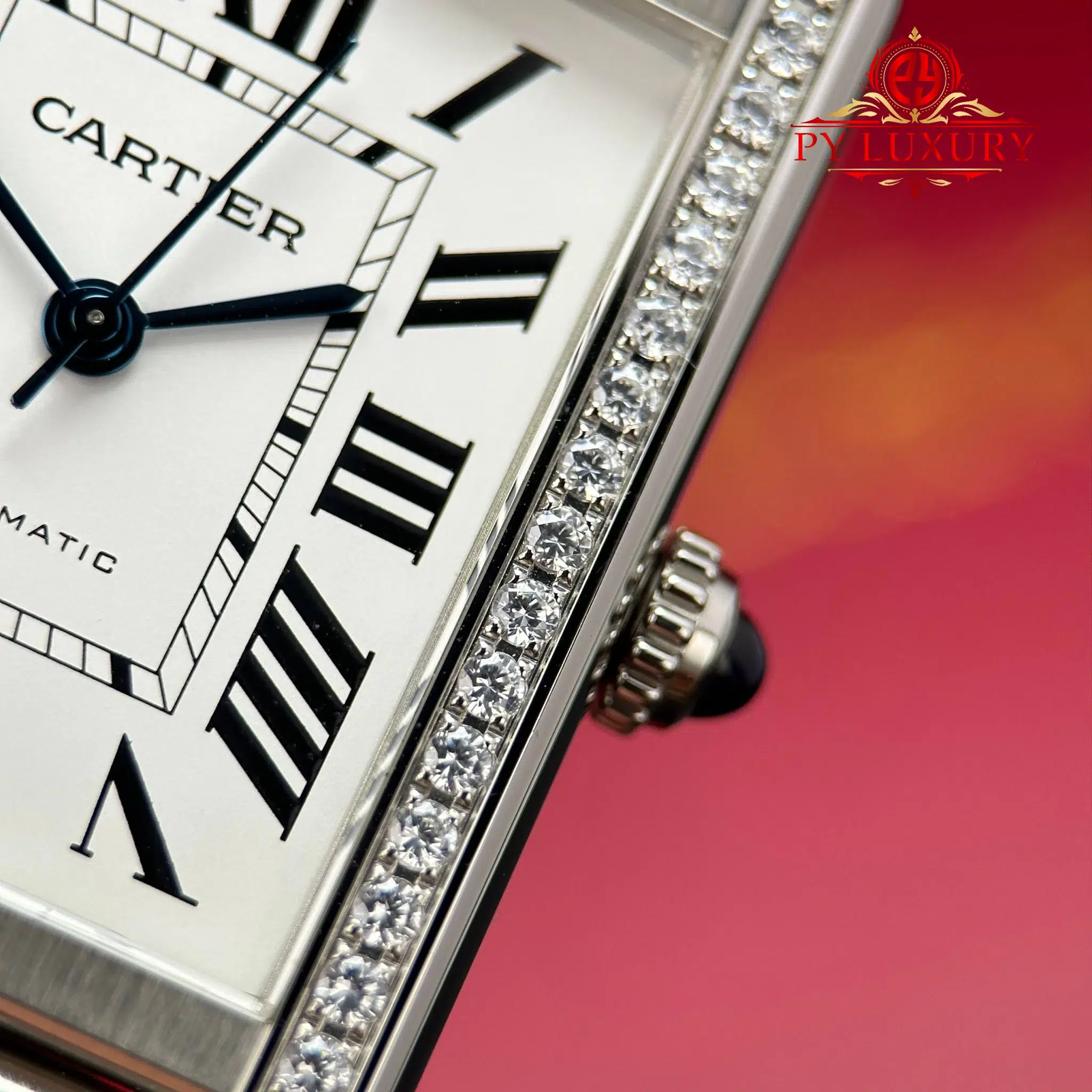 Cartier Tank Solo XL Automatic Silver Dial Diamond Bezel Steel Bracelet - 8
