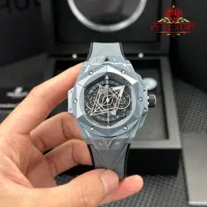 Hublot Big Bang Sang Bleu II Grey Ceramic Rubber Strap Best Replica BBF