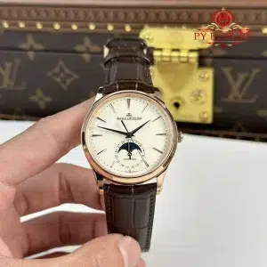 Jaeger-LeCoultre Master Ultra Thin Moonphase Q1362510 Rose Gold Brown Leather Strap Best Replica APSF