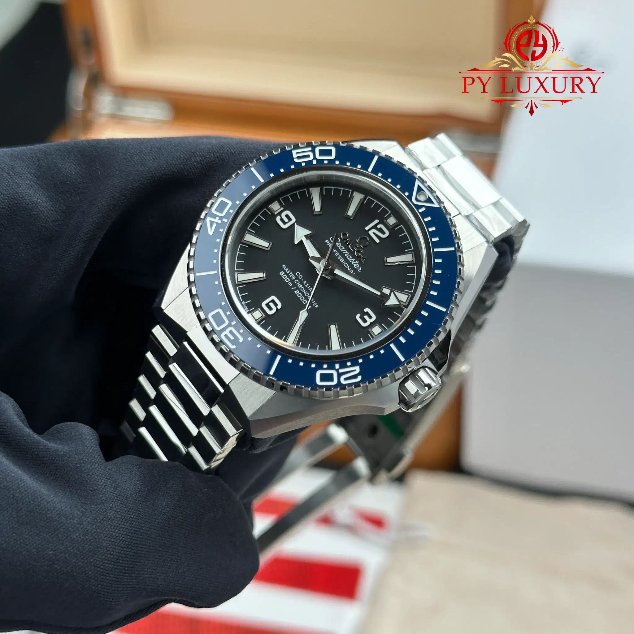 Omega Seamaster Planet Ocean 600m Black Dial Blue Ceramic Bezel - 2