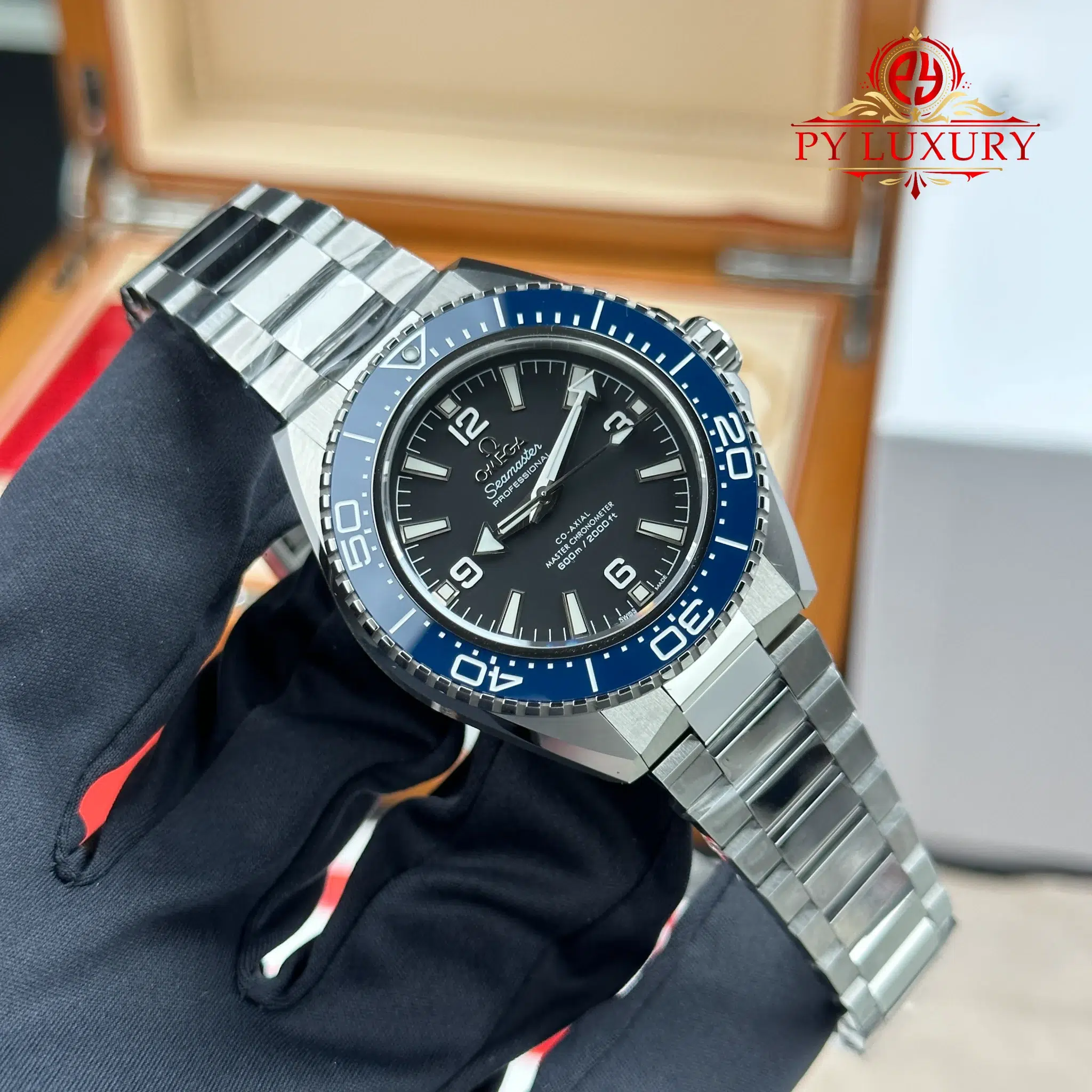 Omega Seamaster Planet Ocean 600m Black Dial Blue Ceramic Bezel - 3
