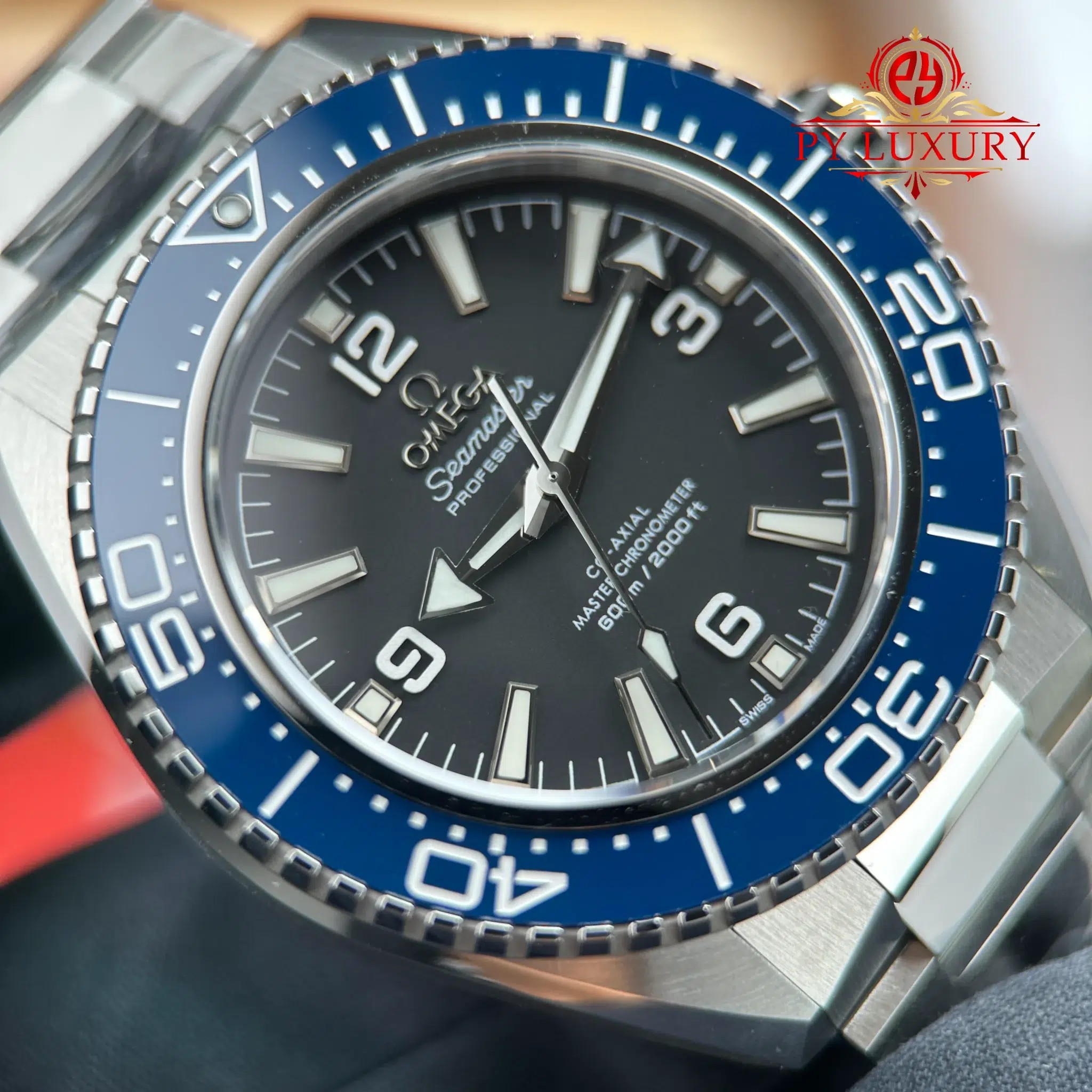 Omega Seamaster Planet Ocean 600m Black Dial Blue Ceramic Bezel - 6