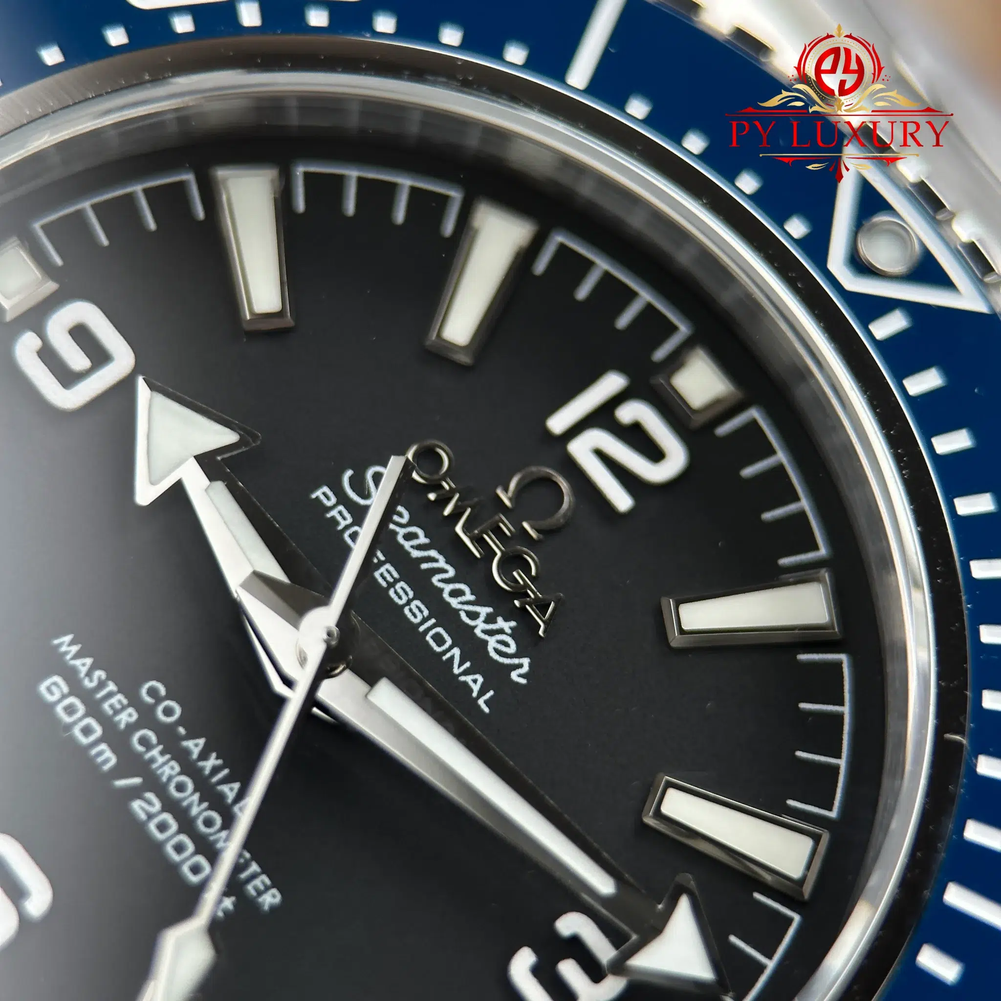 Omega Seamaster Planet Ocean 600m Black Dial Blue Ceramic Bezel - 7