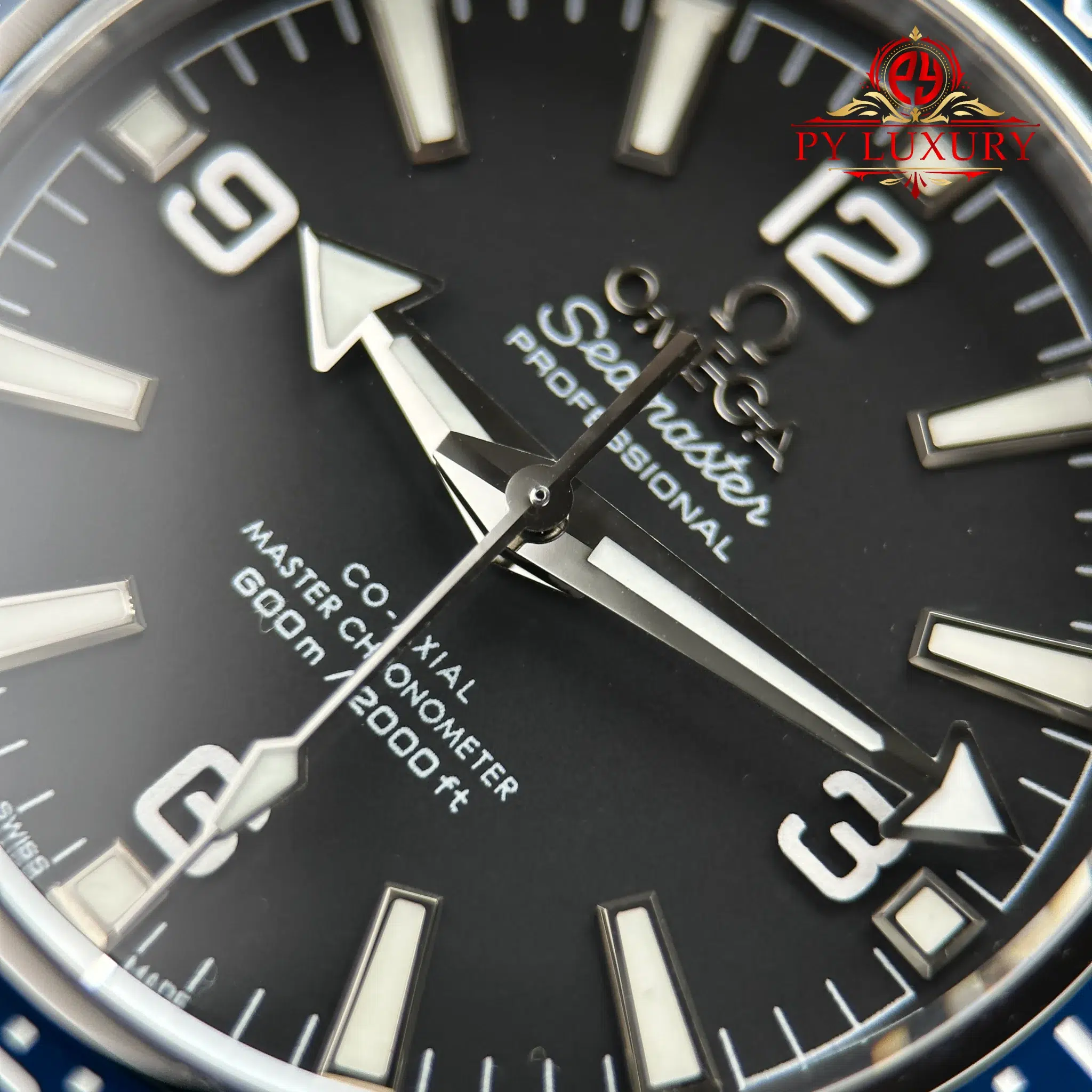 Omega Seamaster Planet Ocean 600m Black Dial Blue Ceramic Bezel - 8