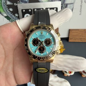 Rolex Daytona 126518LN Turquoise Blue Dial 18K Gold Plating Oysterflex Top Quality Replica Gained Weight 158g MZF 40mm