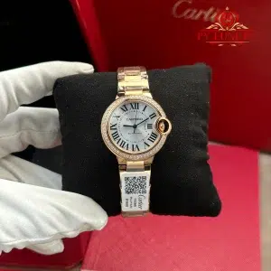 Cartier Ballon Bleu WJBB0063 Automatic Rose Gold Silver Dial Diamond Bezel Best Replica AF