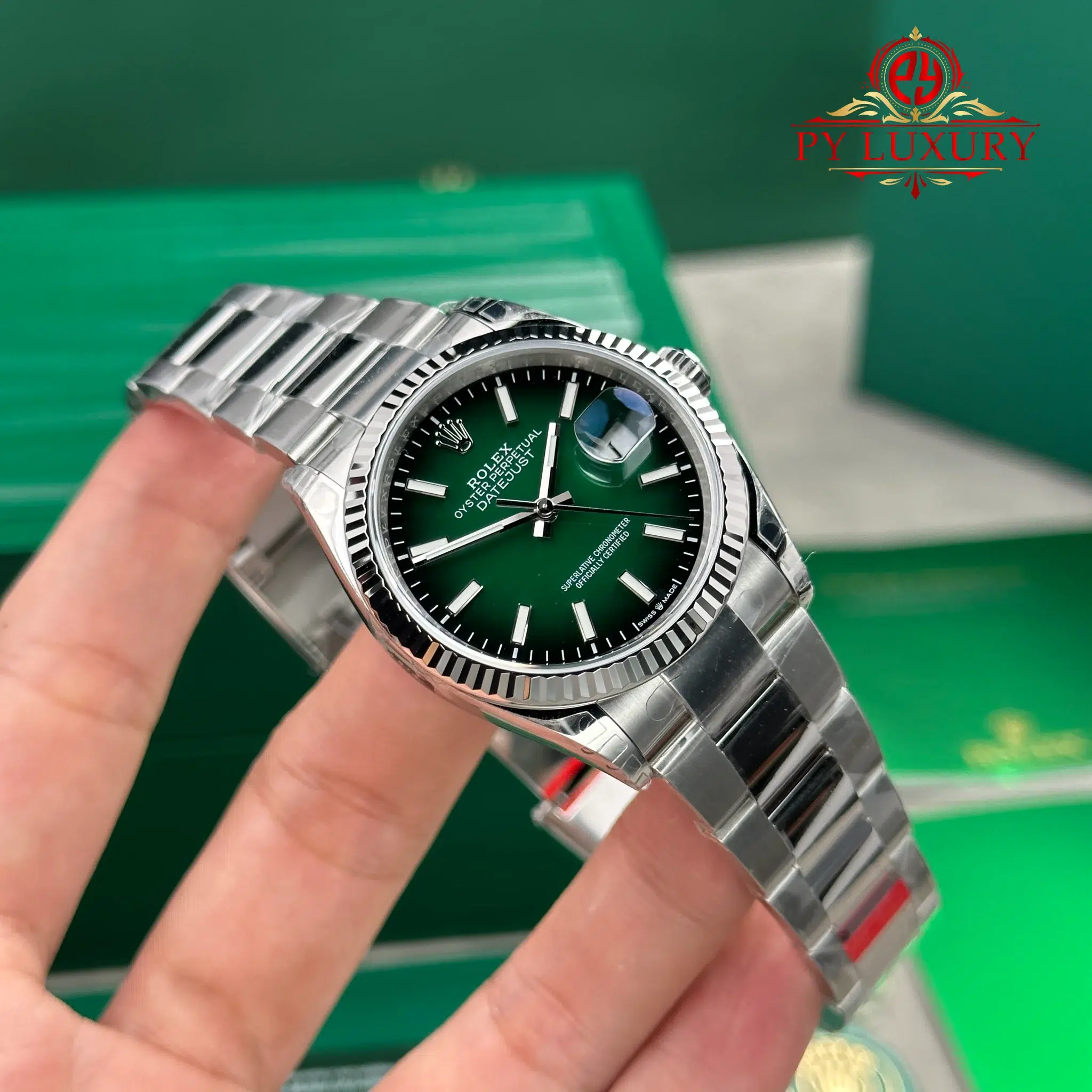 Rolex Datejust 126234 Green Ombré Dial Fluted Bezel Oyster Bracelet - 4