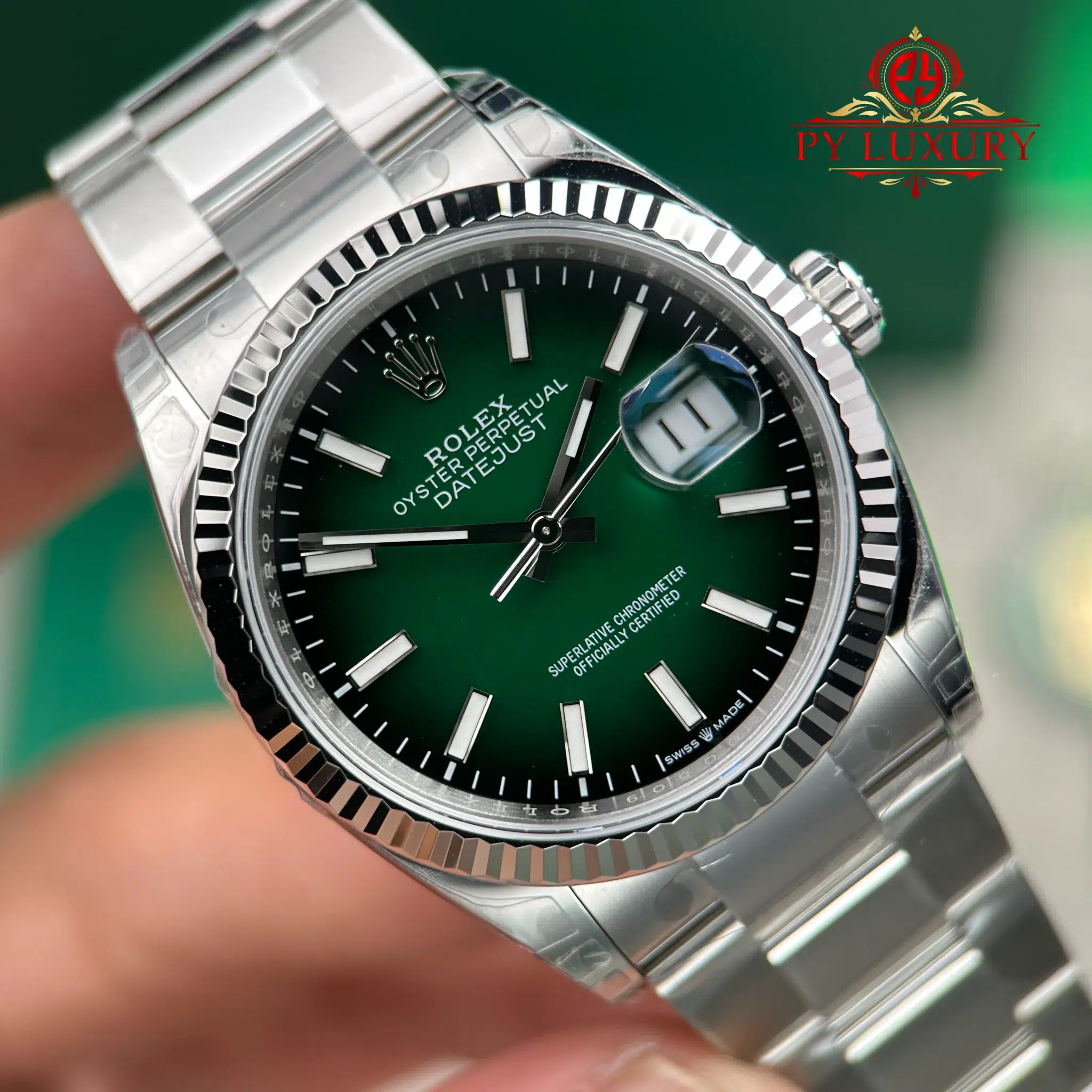 Rolex Datejust 126234 Green Ombré Dial Fluted Bezel Oyster Bracelet - 5