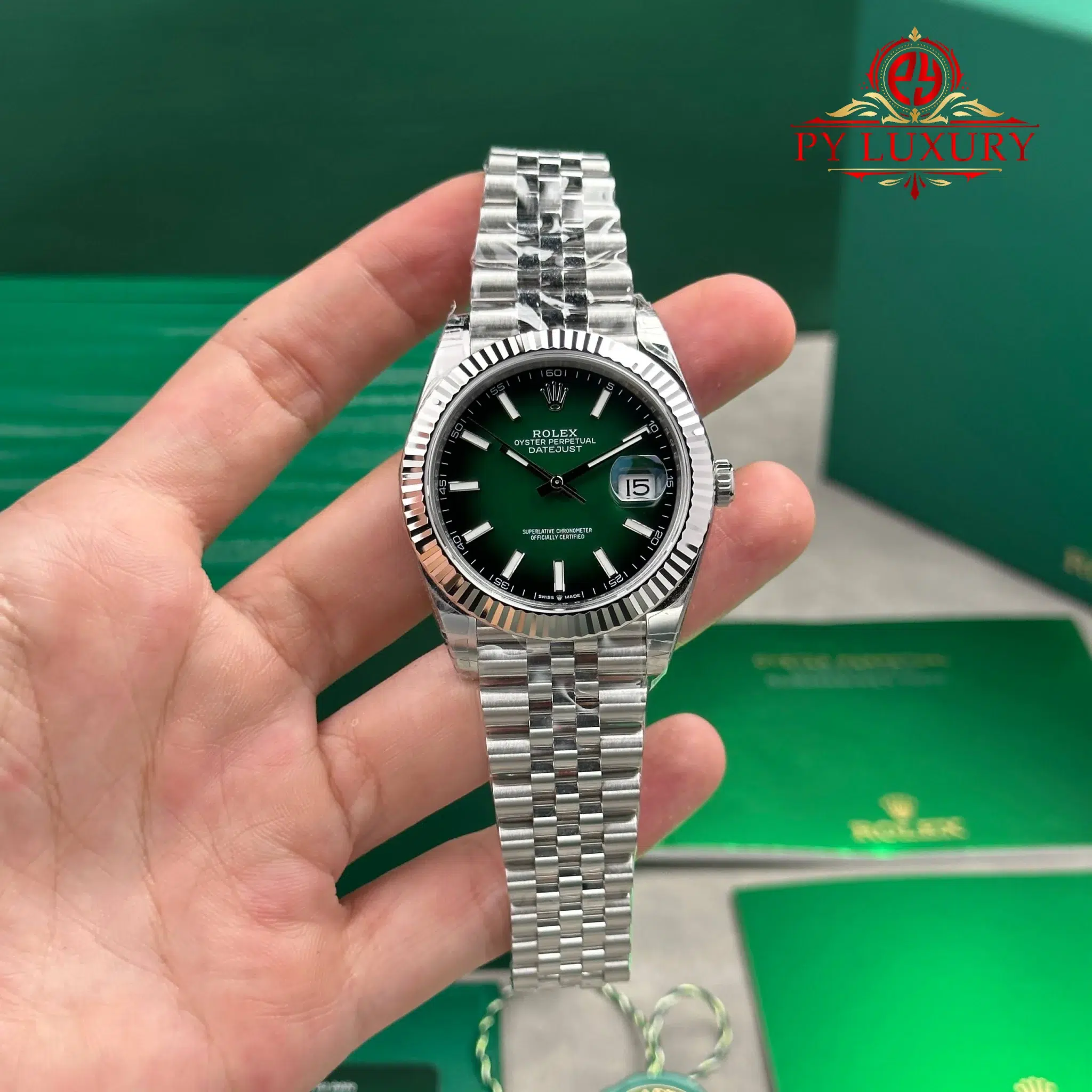 Rolex Datejust 126334 Stainless Steel Green Ombré Dial Jubilee 1 1 Best Replica VSF - 1 Rolex Datejust 126334 Stainless Steel Green Ombré Dial Jubilee 1:1 Best Replica VSF 41mm