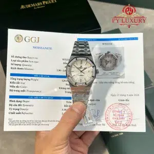 Audemars Piguet Royal Oak 15451ST White Dial Custom Moissanite Bezel 1:1 Best Replica
