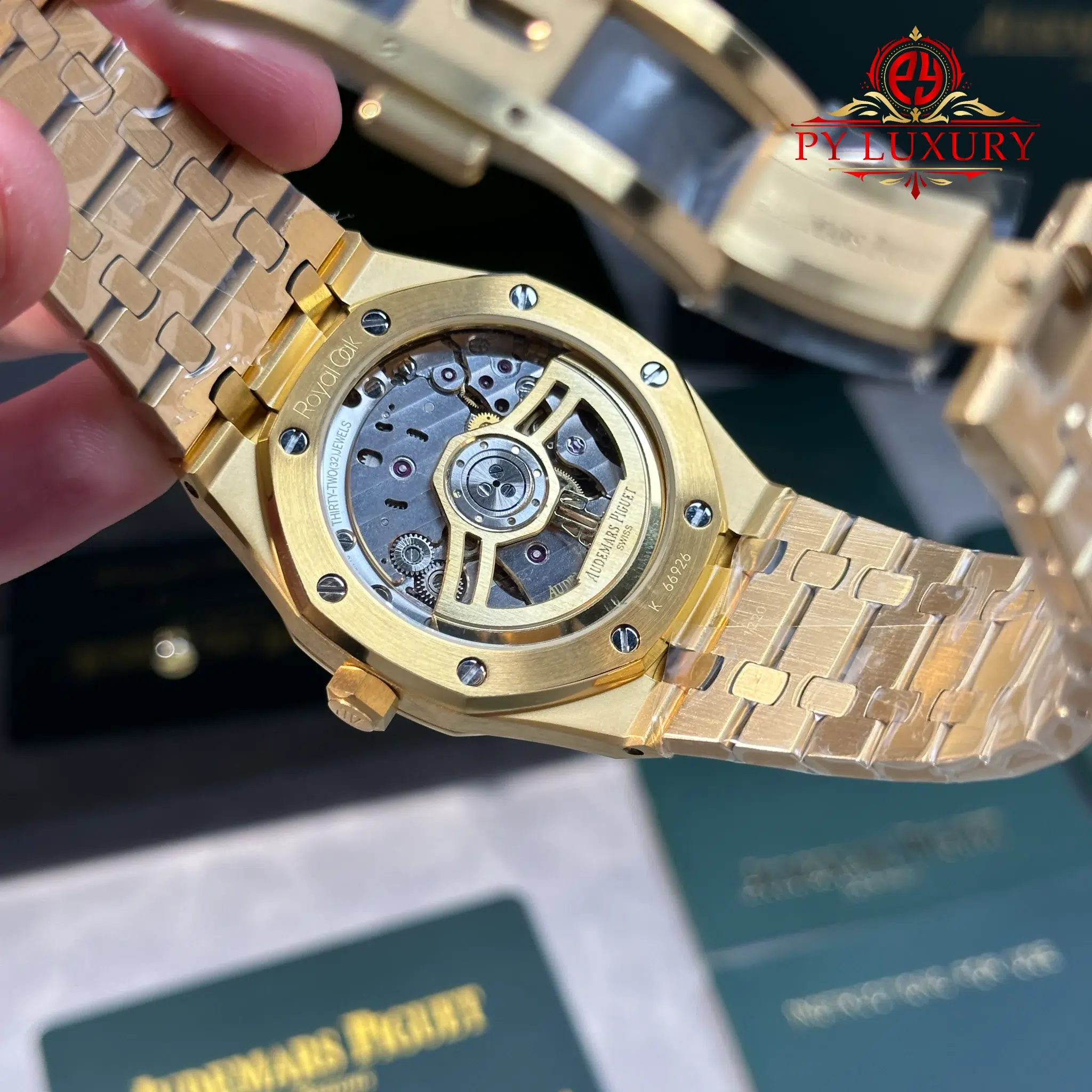 Audemars Piguet Royal Oak 15513BA Yellow Gold Malachite Stone Dial Best Replica APW - 10