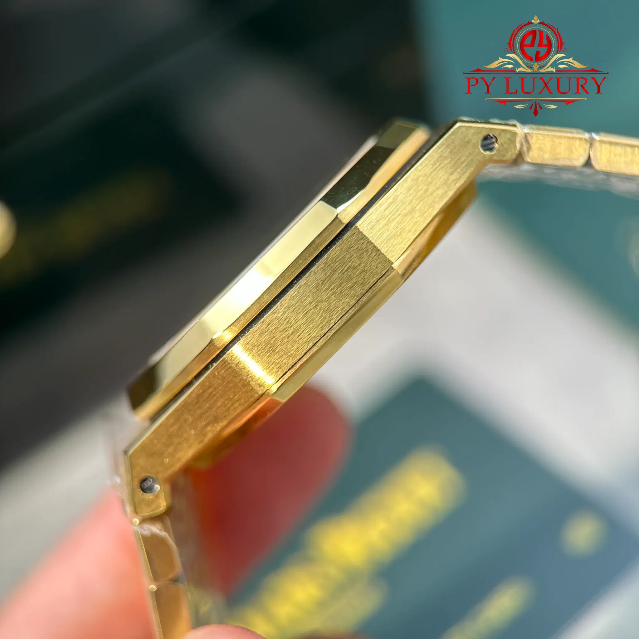 Audemars Piguet Royal Oak 15513BA Yellow Gold Malachite Stone Dial Best Replica APW - 8