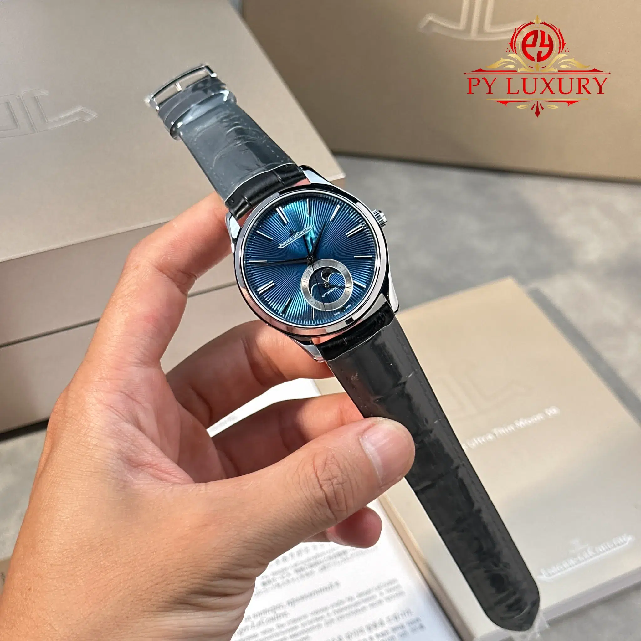Jaeger-LeCoultre Master Ultra Thin Moon Enamel Q13635E1 Blue Dial Leather Strap - 2