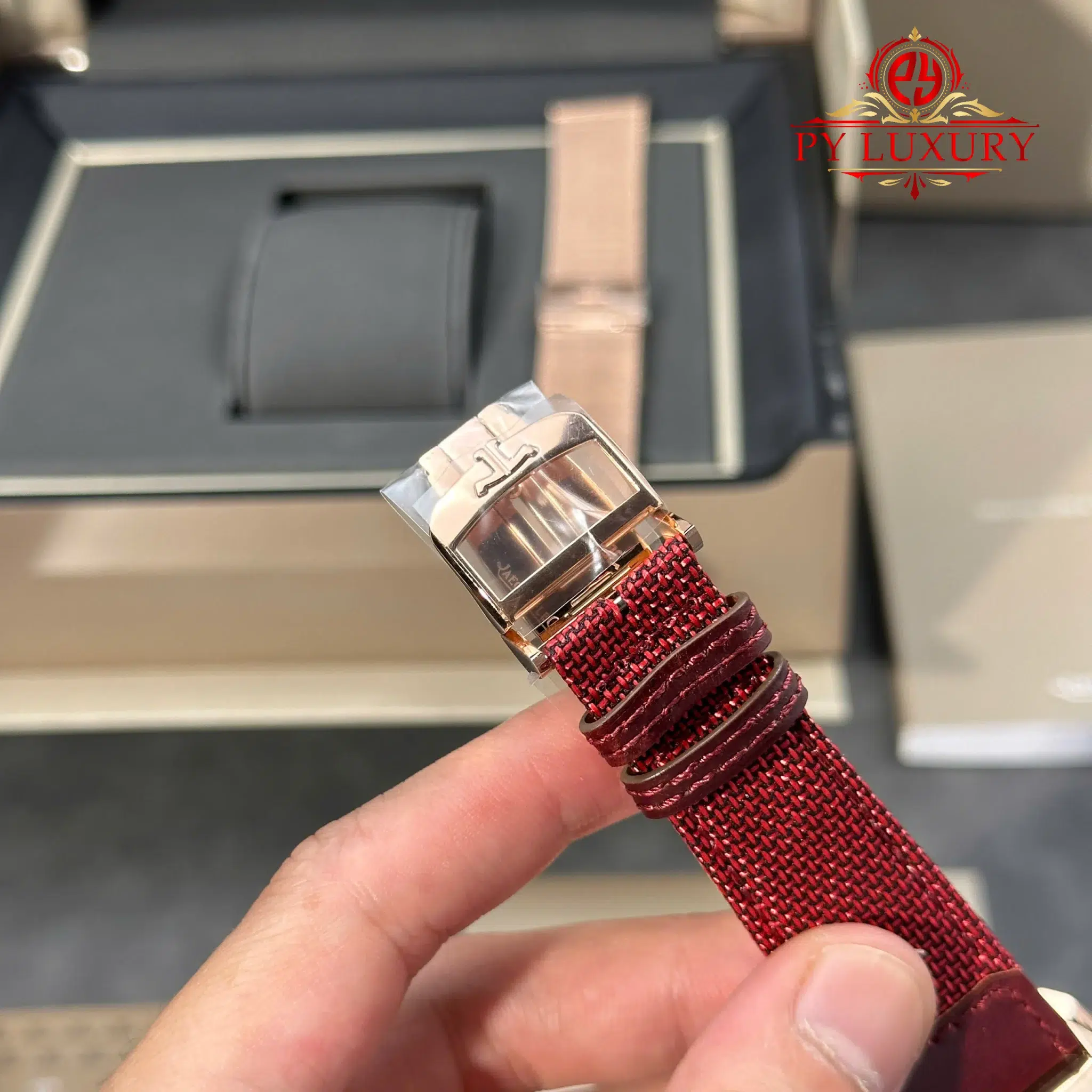 Jaeger-LeCoultre Reverso Tribute Duoface Q398256J Rose Gold Burgundy Red & Silvered Grey Dial Best Replica JJF - 12