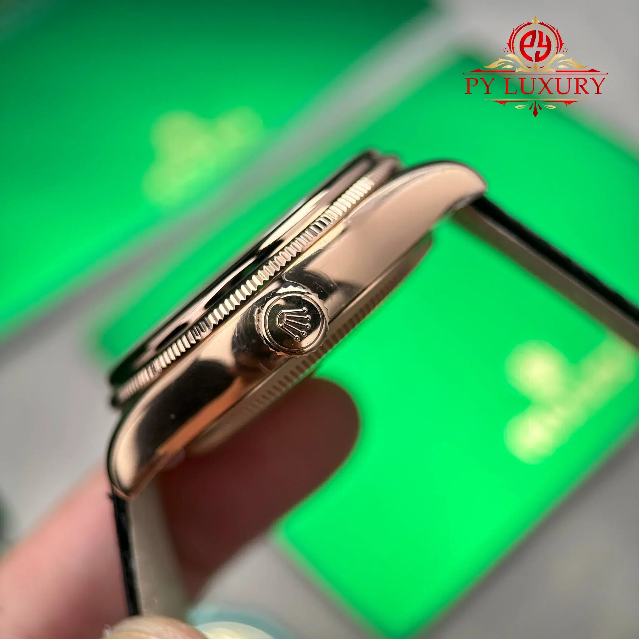 Rolex Cellini Dual Time 50525 Rose Gold Chocolate Dial Leather Strap - 7