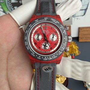 Avia Red Rolex DiW Daytona CarboQuartz Textile Strap Super Clone 40mm N6 Factory