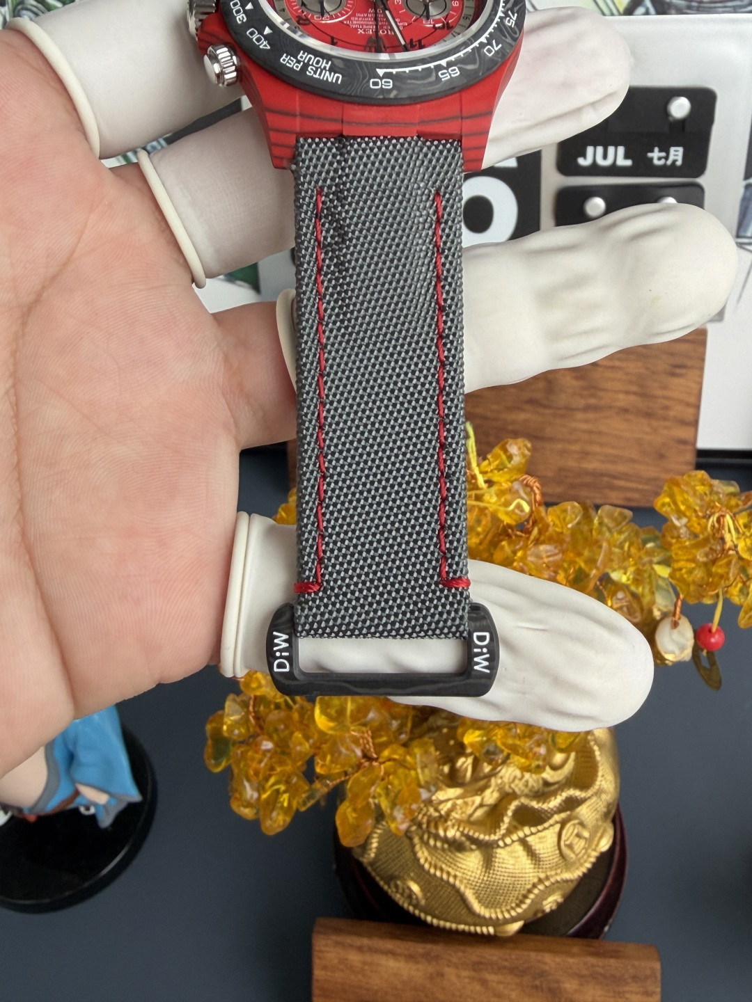 Avia Red Rolex DiW Daytona CarboQuartz Textile Strap Super Clone N6F - 10