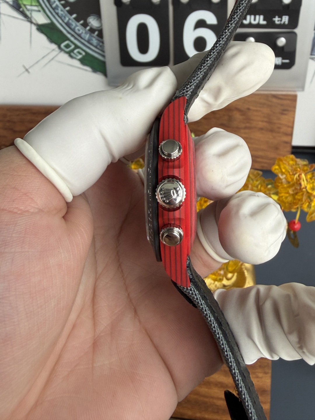 Avia Red Rolex DiW Daytona CarboQuartz Textile Strap Super Clone N6F - 8