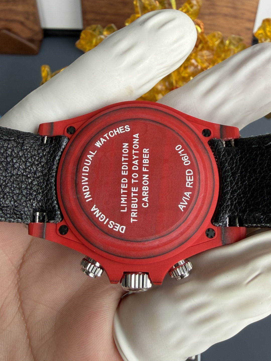 Avia Red Rolex DiW Daytona CarboQuartz Textile Strap Super Clone N6F - 9