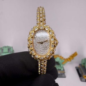 Cartier Baignoire Clou De Paris Motif Diamonds Medium Model 18K Gold Plating Custom Moissanite Best Replica