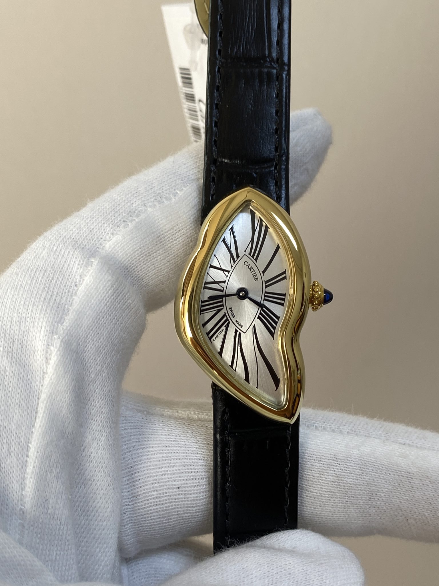 Cartier Crash WGCH0006 Yellow Gold Silvered Dial Leather Strap Best Replica 23mm - 1