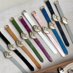 Cartier Crash WGCH0006 Yellow Gold Silvered Dial Leather Strap Best Replica 23mm
