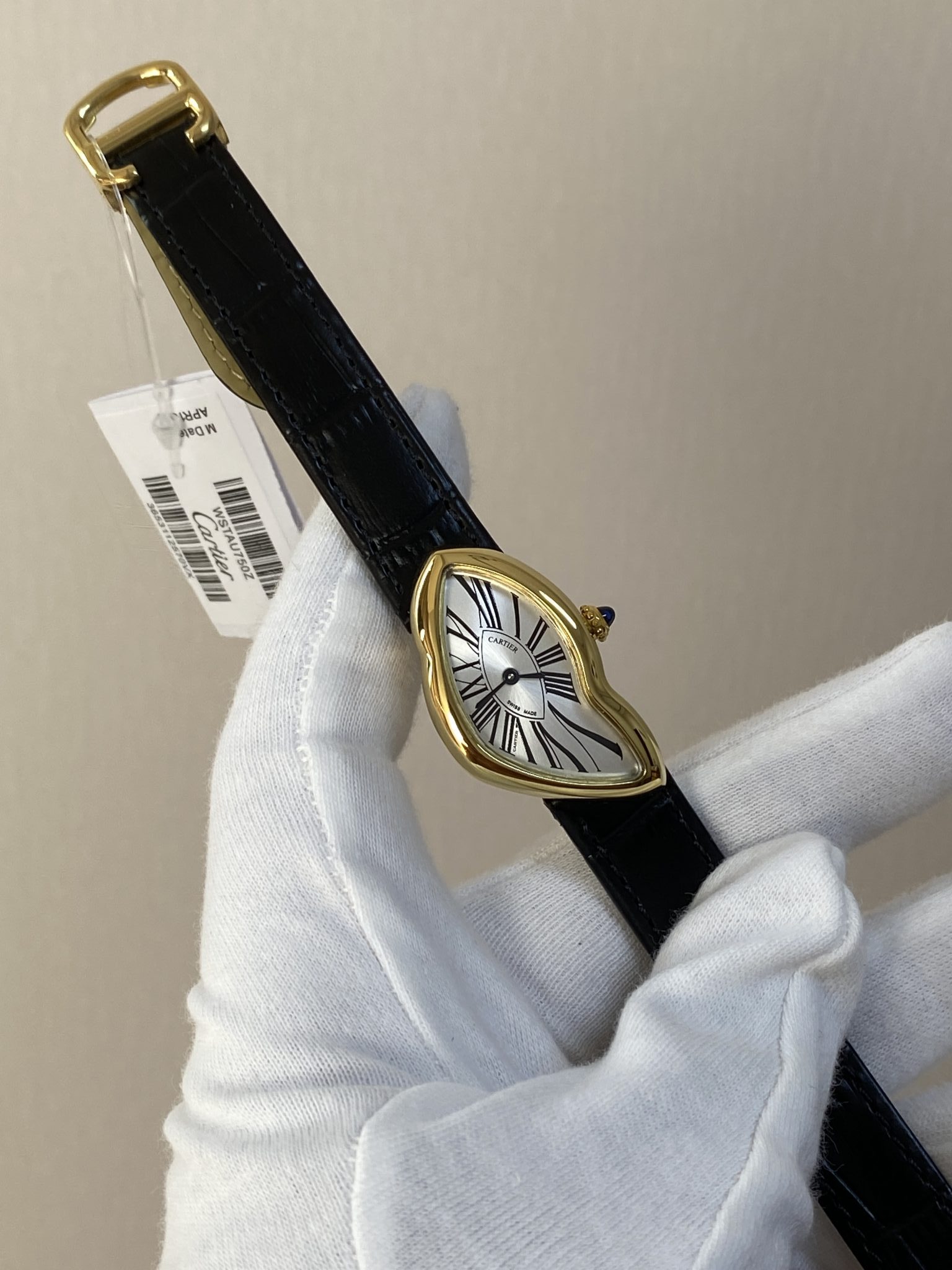 Cartier Crash WGCH0006 Yellow Gold Silvered Dial Leather Strap Best Replica 23mm - 2