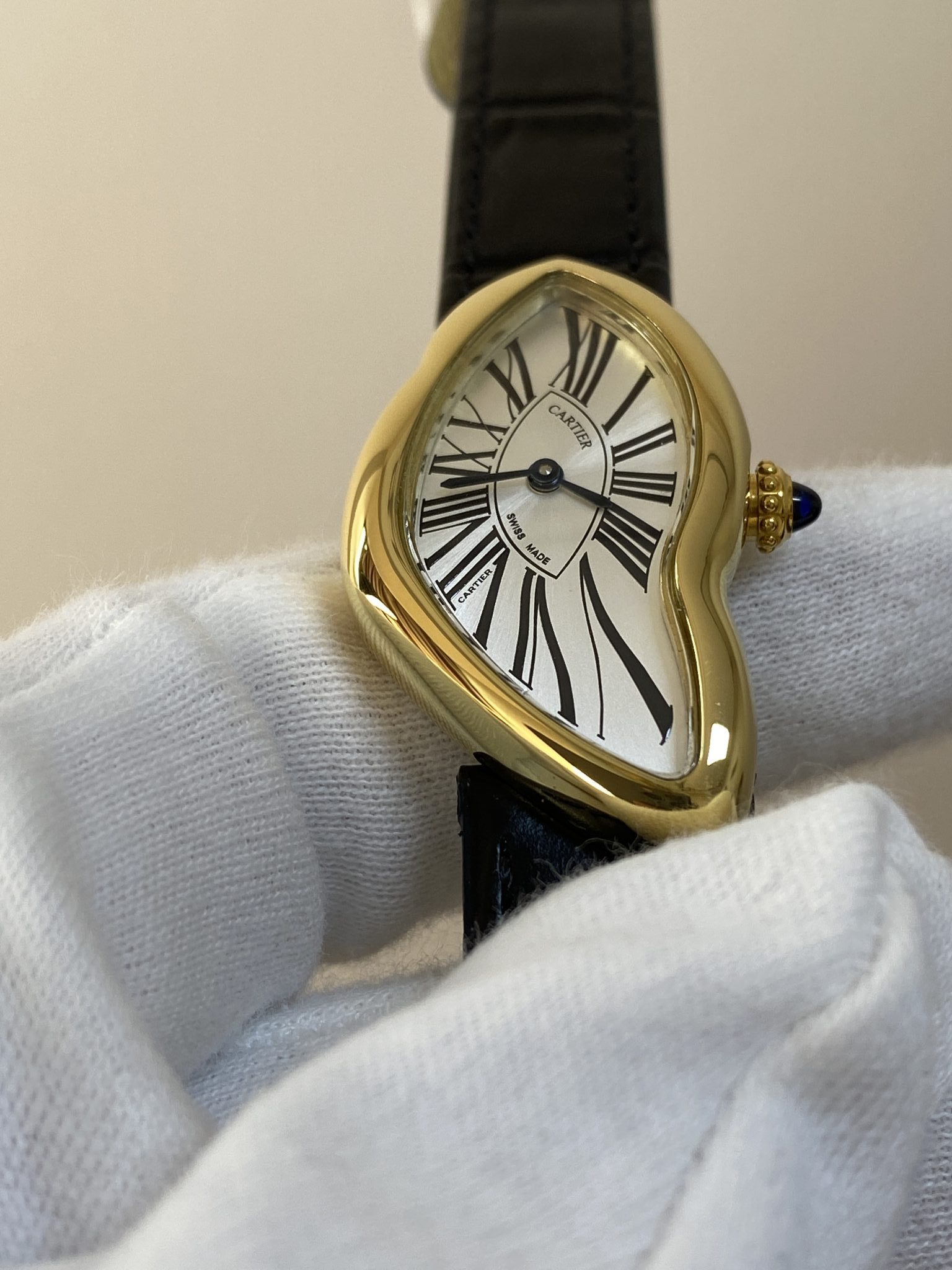 Cartier Crash WGCH0006 Yellow Gold Silvered Dial Leather Strap Best Replica 23mm - 3